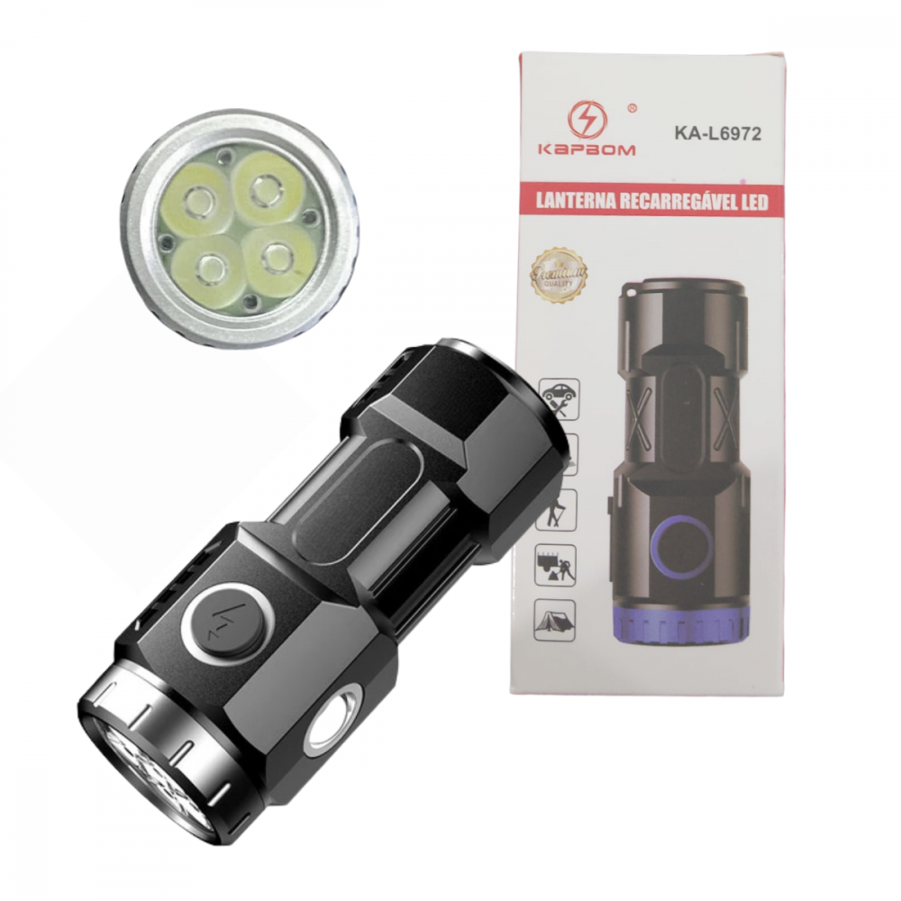 Mini Lanterna Tática Portátil Recarregável com Imã Kapbom - Imagem 2