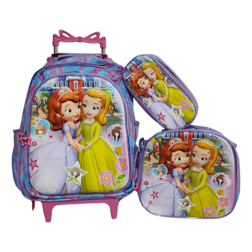 Kit Mochila 3D Rodinha Princesa Sofia