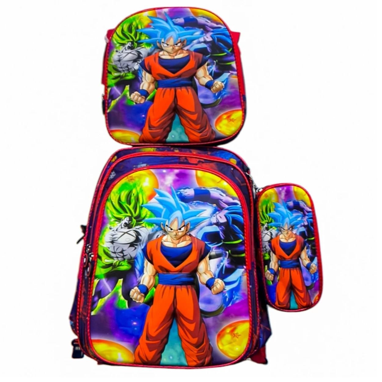 Kit Mochila Escolar de costas 3D do Dragon Ball