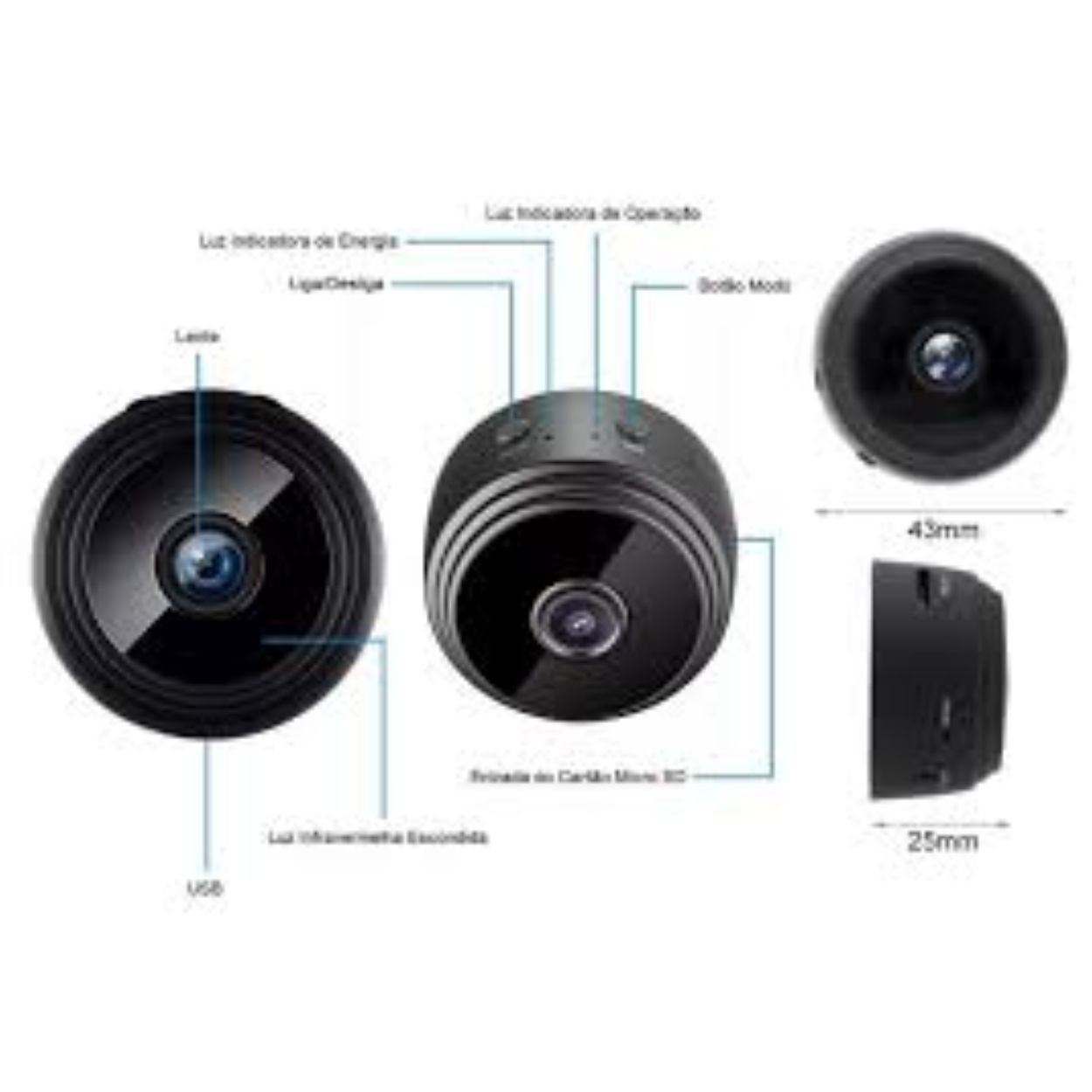 KIT 3 Mini Camera A9 - Imagem 3